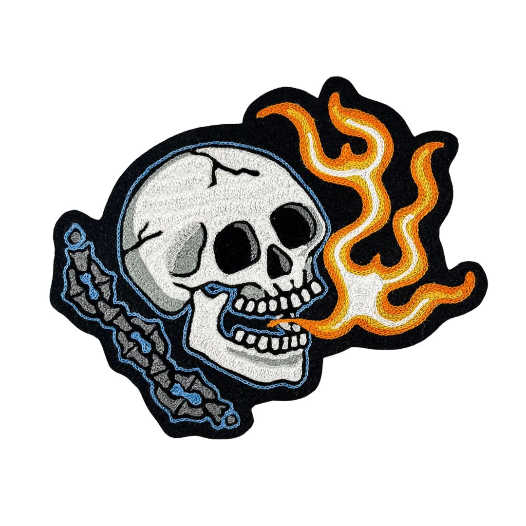 Flaming Skull Back Patch