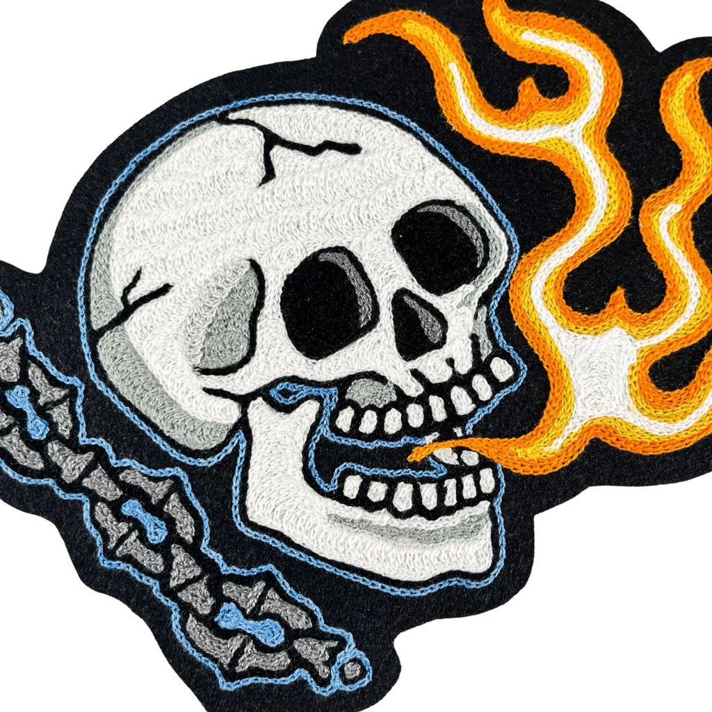 Flaming Skull Back Patch