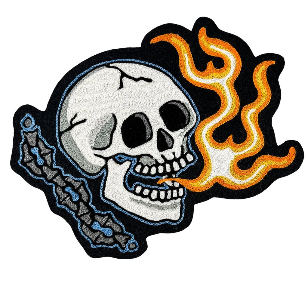 Flaming Skull Back Patch
