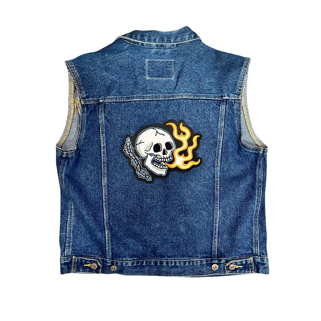 Flaming Skull Back Patch